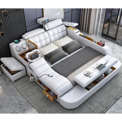 China Leather Adjustable Modern Bed Multifunctional Storage Bedroom Tatami (Other) Massage Bed Smart Bed With USB Charging And Speaker for sale