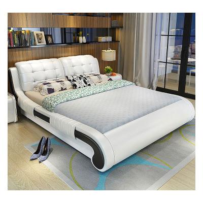 China (Other)Modern Soft Design Double Storage Adjustable Luxury European Lit Leather King Platform Bed Set Furniture Wooden Bed for sale