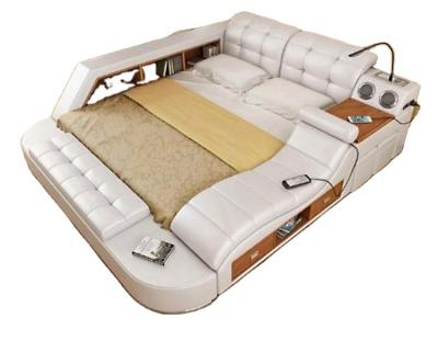 China Modern Multi-Function Bed Massage Leather Storage Smart Bedroom Furniture Bed With Speaker Tatami Bed for sale