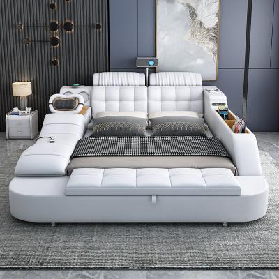 China Modern Adjustable Smart Leather Large Multifunctional Furniture Double Beds Elegant Soft Bed (Other) With Massage Storage Wholesale for sale