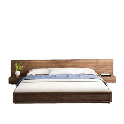 China Nordic Modern Minimalist Bedroom Furniture Extendable Double Bed Style Solid Wood Bed for sale