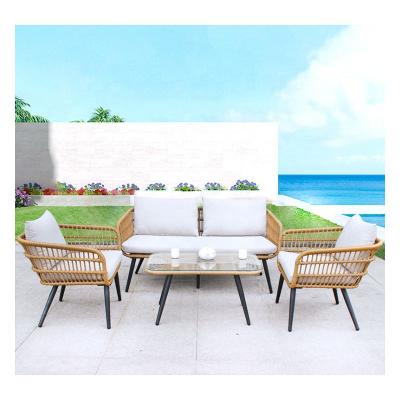 China Modern Style Outdoor Garden Chair Furniture 4 Seat Sofa Set Rattan Chair for sale