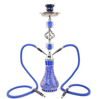 China Eco - Friendly Hookah Shisha Set Factory Wholesale Medium Double Hose Metal Hookah Arabic Mosaic Hookah for sale