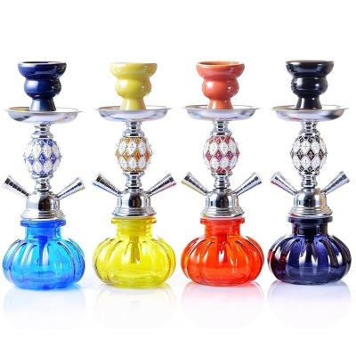 China Shisha Tool Good Quality Shisha Accessories Stainless Steel Smoking Pumpkin Shaped Diamond Glass Shisha Hookah With Double Hose for sale