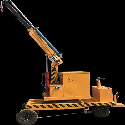 China Other Small hydraulic mobile floor crane Balanced electric mini crane Portable 1 ton 2 ton hydraulic crane for sale