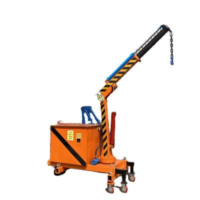 China Other Small floor rotary mobile crane 1 ton 2 ton hydraulic telescopic arm hydraulic rotation 360 degree loading unloading good helper for sale