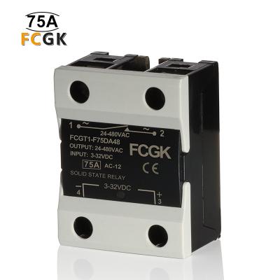 China DC-AC Sealed High Voltage Relay Single Phase Solid State Relay 75A 24-480VAC SSR With Cover for sale