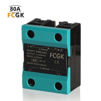 China Single Phase Sealed Solid State Relay Input 4-20ma 80A 0-250VAC SSR Relay for sale