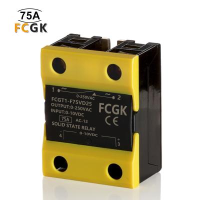 China FCGK 75a Single Phase 0-10vdc Sealed Solid State Relay Input 75 Amp 0-250VAC SSR Relay for sale