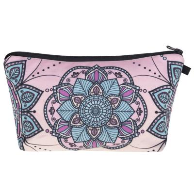 China Portable Waterproof Cosmetic Bag Toiletry Bag Makeup Pouch with Mandala Flowers Patterns for sale