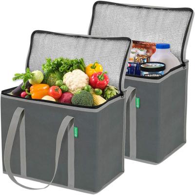 China Waterproof Reusable Shopping Grocery Thermal Cool Box Cooler Large Nonwoven Insulated Folding Tote Bag Keeps Food Cold for sale