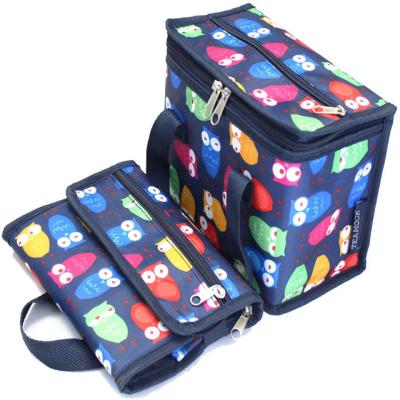 China Customized Waterproof Oxford Multi Function Insulation Cold Bag Owl Pattern Portable Cooler Bag for sale