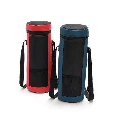 China Waterproof Breastmilk Wine Bottle Carrier Insulated Black Tote Bag Wine Cooler Portable Single Ice Bags With Shoulder Strap for sale