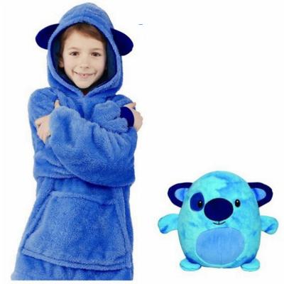 China Super Warm Anti-static Wearable Animal Hoodie Kids Pet Hoodie Oversized Blanket Blanket For Kids for sale