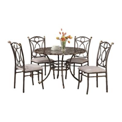 China Easy to compile antique dining table and chairs metal and marble dining table set for sale