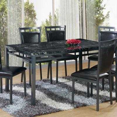 China Dining Table Durable Marble Top Dining Table Set Metal Legs Dining Table Set 6 Seater Simple Design for sale