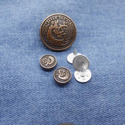 China Wholesale Custom Leg Washable Pin Jeans Buttons And Rivets Brand Logo Letter Engraved Brass Alloy Metal Spike Denim for sale