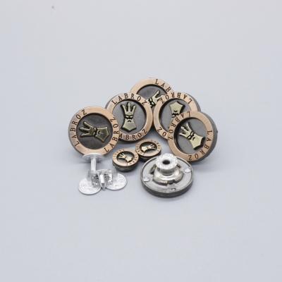 China 2022 new fashion washable wholesale custom logo letters engraved alloy metal brass studs denim handle pin jeans buttons and rivets for sale