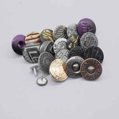 China Factory Washable Custom D&Y Fashion Logo Metal Jeans Buttons With Rivets Denim Brass Buttons For Jeans Garment Brass Button for sale