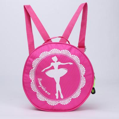 China Waterproof Little Girl Rose Dance Bag Round Ballet Backpack Red Custom Logo Printed for sale