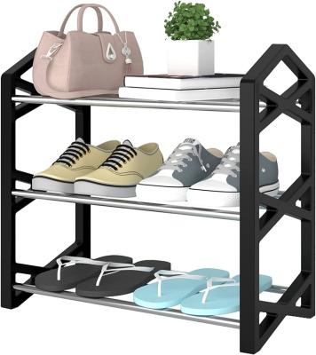 China 2022 New Convertible Light Weight Stackable Sturdy Metal Standing Vertical Shoe Shelf Organizer For Closet for sale