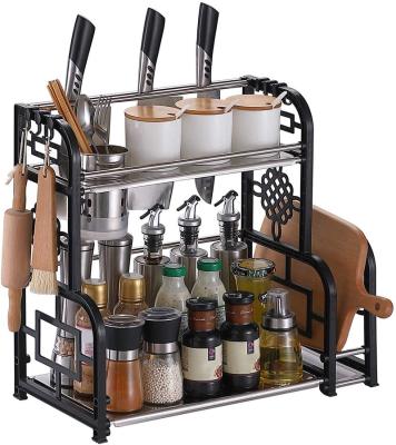 China Vonssen Spice Rack Stand Organizer for Countertop Kitchen Dish Racks Metal Iron and Shelves Storage Racks, Multifunctional Metal Stand Rack for sale