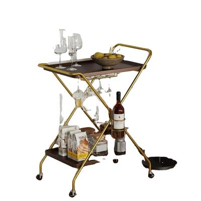 China Modern Hot Sale 2 Tier Kitchen Bar Cart On Wheels Industrial Coffee Serving Cart for sale