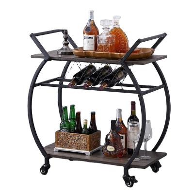 China Vonssen Modern Industrial Wood and Metal Portable Liquor Bar Cart Table for Home for sale