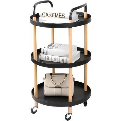 China Modern High Quality Stylish Rolling Multifunctional Storage Cart Bar 3-Tier Rack With Trays And Lockable Wheels Space Saving For Home for sale