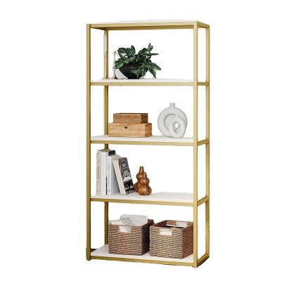 China Topcent Adjustable Modern Furniture Bookcase 5-Shelf Industrial Shelf (Height) With Metal Frame And Wood Storage Shelves for sale