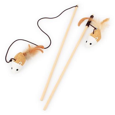 China Viable Mouse and Feather Cat Teasing Stick Cat Teasing Toys Cat Teaser for sale