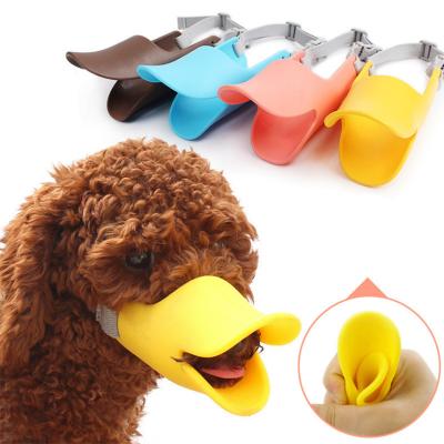 China Comfortable Funny Dogs Protect Silicone Duck Mouth Shape Silicone Dog Muzzle for sale