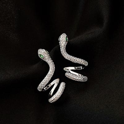 China 2021 Unique Zircon Bling Women's Jewelry Metal Rhinestone Snake Earrings Trendy Trendy Stud Earrings Accessories for sale