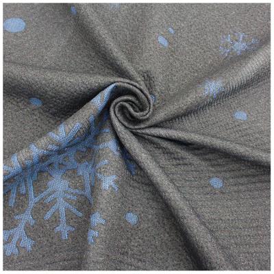 China Breathable 100% Fine Polyester Jacquard Knitted Mattress Fabric Snowflake Pattern for sale