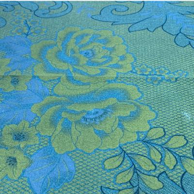 China Wholesale Blue Waterproof Gradient Peony Pattern Print Knitting Polyester Pongee Base Fabric For Mattress Protector for sale