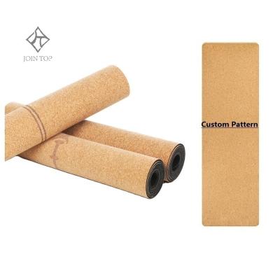 China Cork+TPE Custom Printed 6mm Natural Rubber Tape Eco-Friendly Cork Yoga Mat for sale