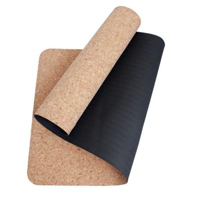 China Soft ; Nontoxic ; Durable High Density Custom Organic Rubber Print Bottom Eco Friendly Cork Yoga Mat for sale