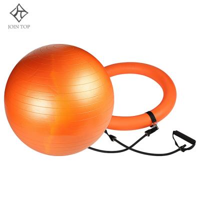 China Anti-Splash and Durable Jointop Patent 65cm 95cm 120cm Gym Exercise Pilates Anti-Splash Back Muscle Relax Ball Pump PVC Premium Black Yoga Ball With Base for sale