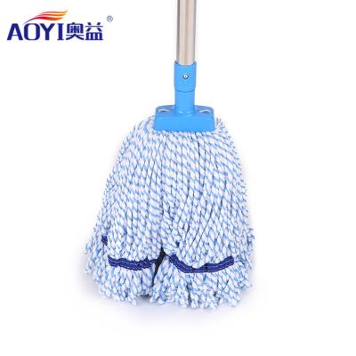 China Sustainable AOYI 3833 Made in China Reusable Cotton Microfiber Cleaning Mop With Stainless Steel Handle for sale