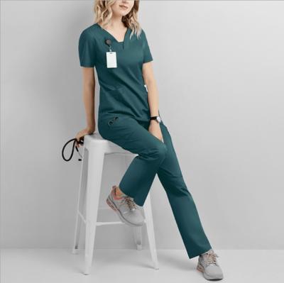 China Hospital Spandex Polyester Good Quality Top And Pants Scrubs Pets With Fashionable Ba Elastic Uniforms Scrubs Sets for sale