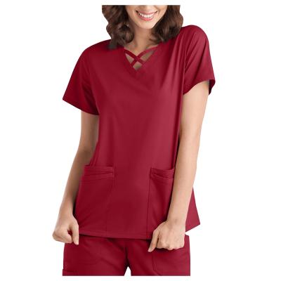 China Hot Selling Top Quality Ultra Soft Hospital Shirt Stretch Hospital Nurse Doctor Uniforms Scrubs Tops for sale