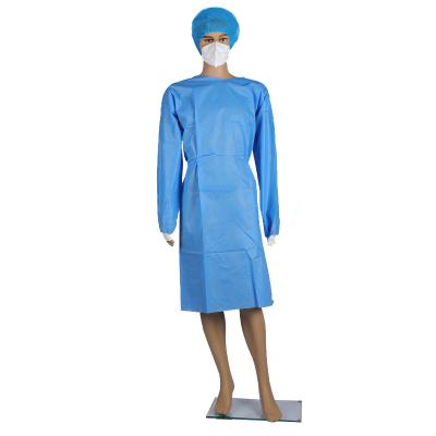 China Disposable Hospital Theater Gowns PPE Dental Surgical Equipment Yellow Patient Isolation Gown 35gsm 45gsm for sale