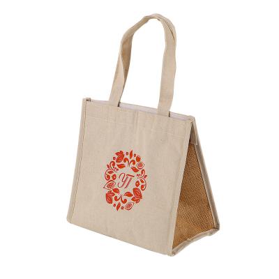 China Soft-loop manufacturer Wholesale Custom Size beige custom burlap tote jute bag for sale