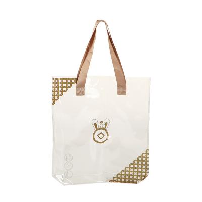 China Custom Logo Wholesale Promotional PVC Handled Clear Plastic Shopping Bags For Boutique Tote Bag Canvas Premium for sale