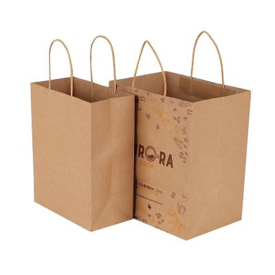 China Handled Make Retail Custom Logo Hair Care Brown Roll Packaging Paper Bags for sale