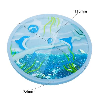 China Customized Sustainable Tea Coffee Liquid Glitter Flow Acrylic Coaster for sale