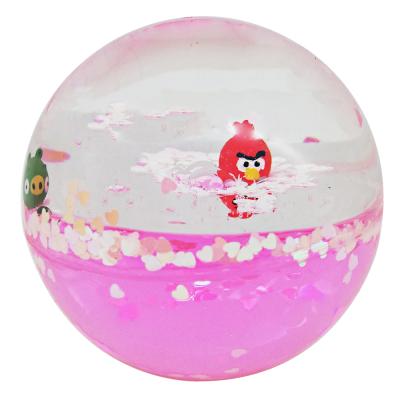 China Soft Toy Popular Bird Floating Bounce Ball with Liquid Glitter for sale