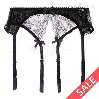 China Breathable Women's Sexy Lingerie Plus Size Lace Garter Straps Transparent Underwear Adjustable Cross Clips Four Shaper Belt for sale