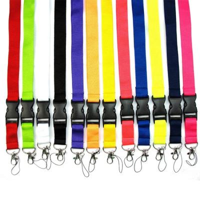 China Wholesale Custom Polyester Promotional Solid Blank Plain Logo Colored Show Neck Strap Polyester Loose Lanyards for sale