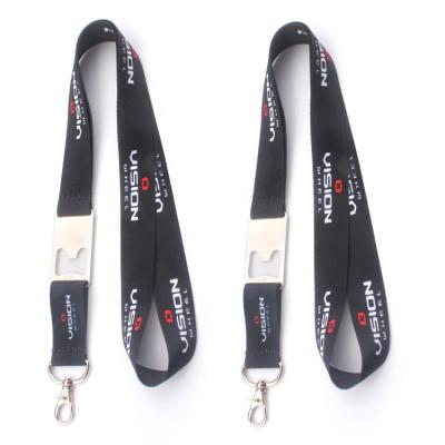 China Custom Polyester Beer Opener Lanyard Key Chain with Custom Logo Bottle Opener Lanyard Sublimation Printing Neck Strap for sale